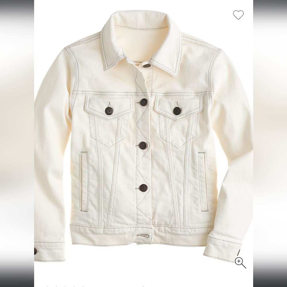 J Crew Cream Jean Jacket Cropped Timeless